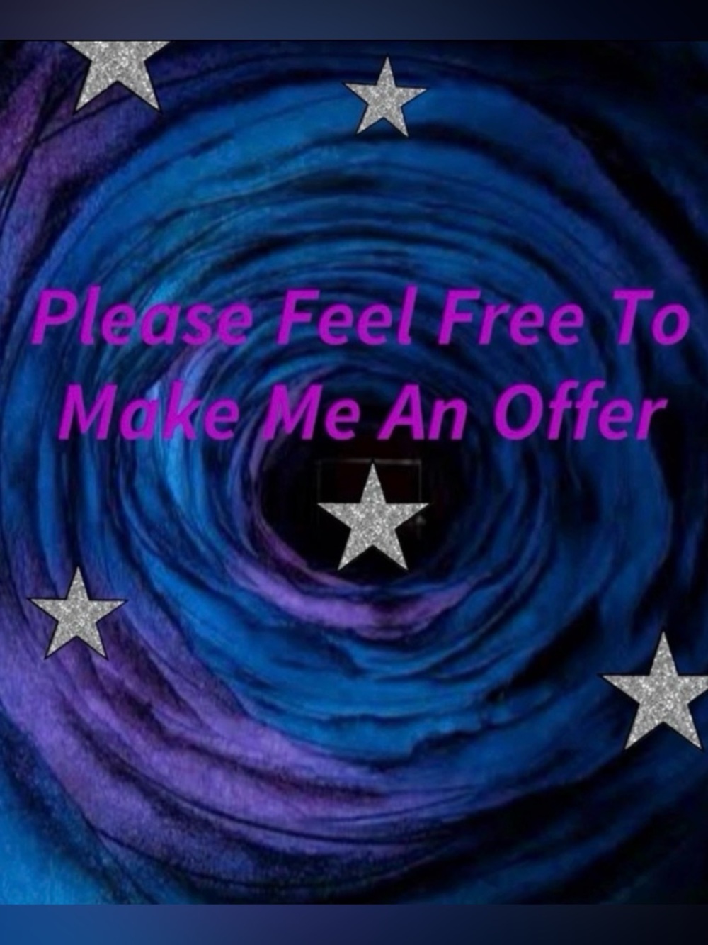 Blue and Purple Swirl Graphic with Silver Stars